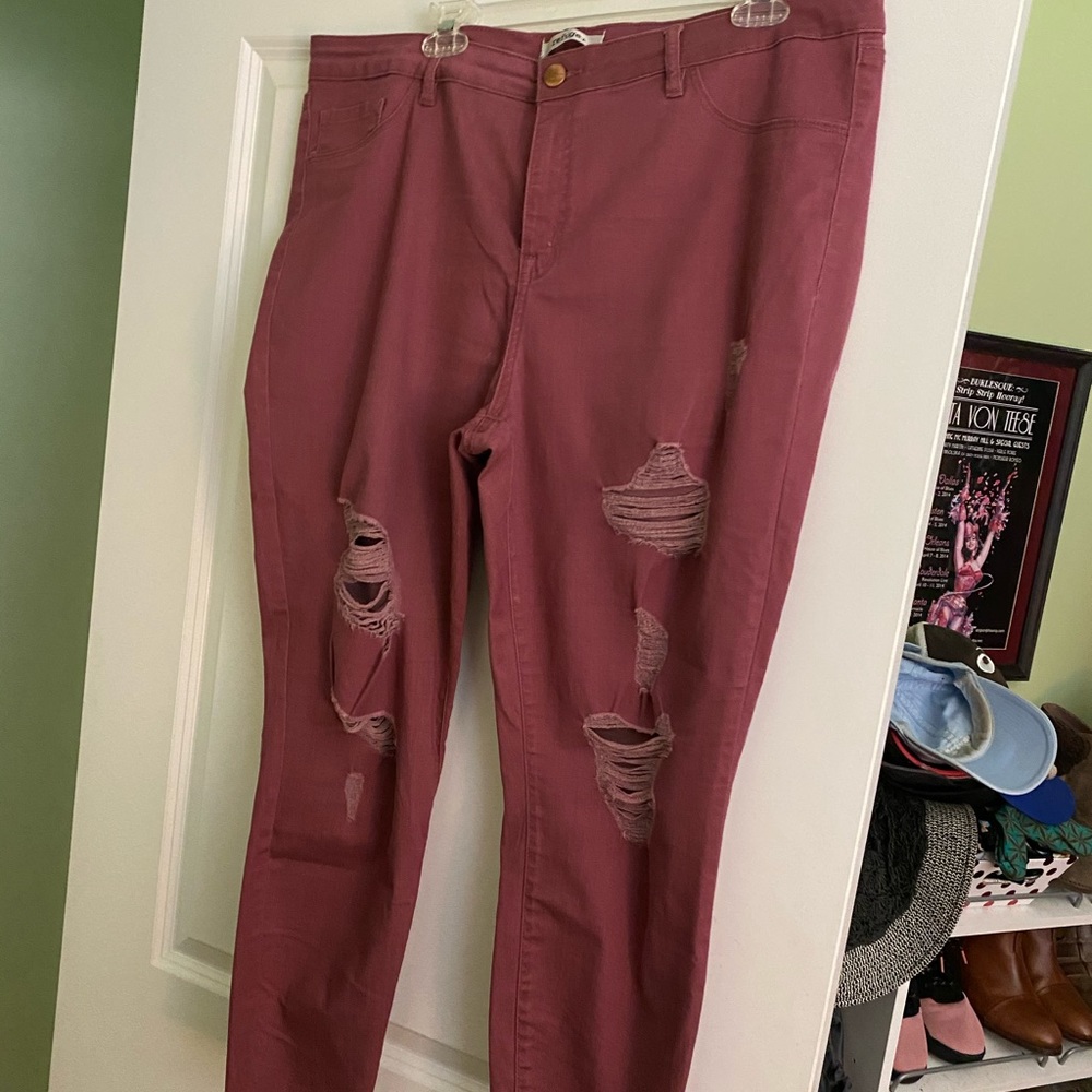 Burgundy skinny jeans
